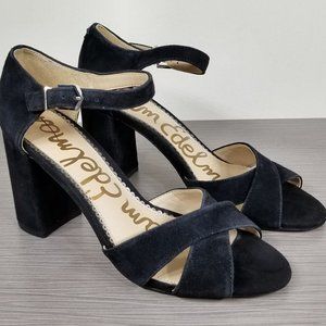 Sam Edelman Orlane Ankle Strap Sandal, Black Suede, Womens Size 7